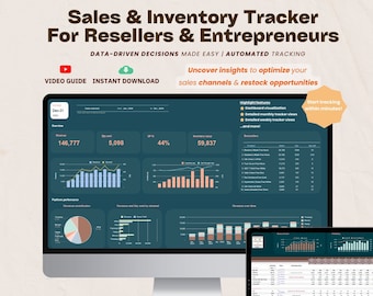 The Sales & Inventory Dashboard Report Tracker - Reseller and Small business sales and inventory management spreadsheet  | Premium Dashboard