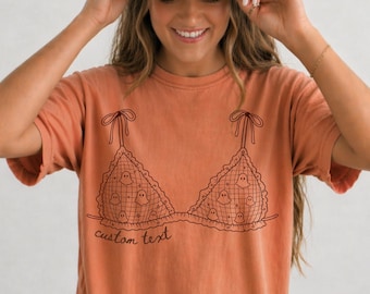 Custom Halloween Shirt for Women, Coquette Ghost Bralette Tee, Personalized Cute Halloween Shirt, Comfort Colors Spooky Season Ghost Gift