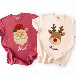 Personalized family Christmas shirts with Mom Dad Grandma Auntie Grandpa titles