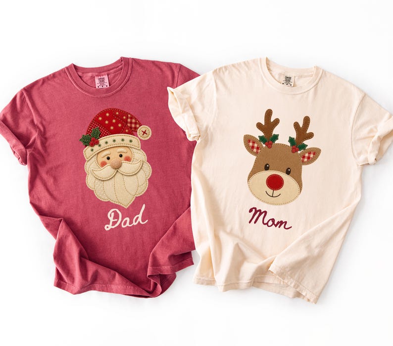 Personalized family Christmas shirts with Mom Dad Grandma Auntie Grandpa titles