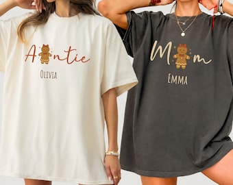 Custom Family Christmas Group Shirts, Gingerbread Name Tee for Mom Dad Auntie Uncle Grandma Grandpa, Matching Christmas Crew Comfort Colors