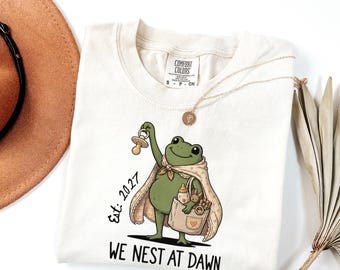Comfort Colors® Funny Frog Pregnancy Tee, Gender Neutral Baby Announcement, First Time Mom Gift, Nesting Mama T-Shirt