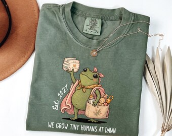 Funny Pregnancy Announcement Shirt, Mom to Be Comfort Colors Tee, Baby 2027 Frog Shirt, Custom Due Year