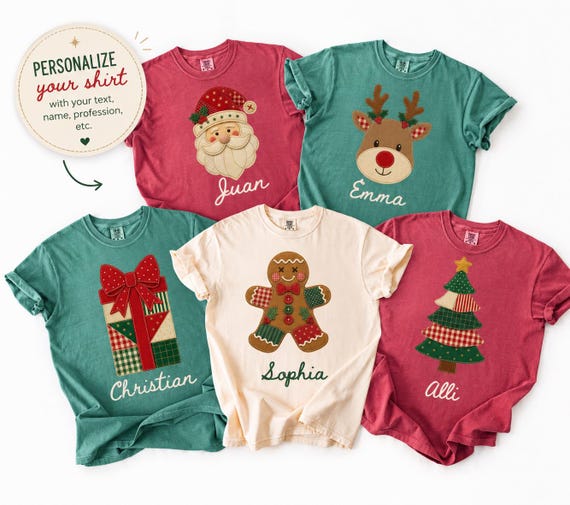 Matching Family Christmas Shirts 2026 Personalized Names Custom Patchwork Christmas Tees Family Group Shirt Set Making Memories Together