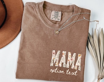 Personalized Comfort Colors® Vintage Floral Mama Shirt Retro Spring Mom Tee