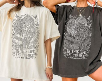 Custom Halloween Wedding Shirt, Skeleton Bride Groom Comfort Colors Tee, In This Life and the Next, Gothic Newlywed Couple Gift