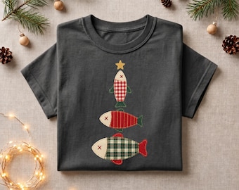 Christmas Sardines Shirt, Tinned Fish Holiday Tee, Coastal Christmas Graphic Shirt, Fish Lover Gift, Retro Comfort Colors Christmas Tee