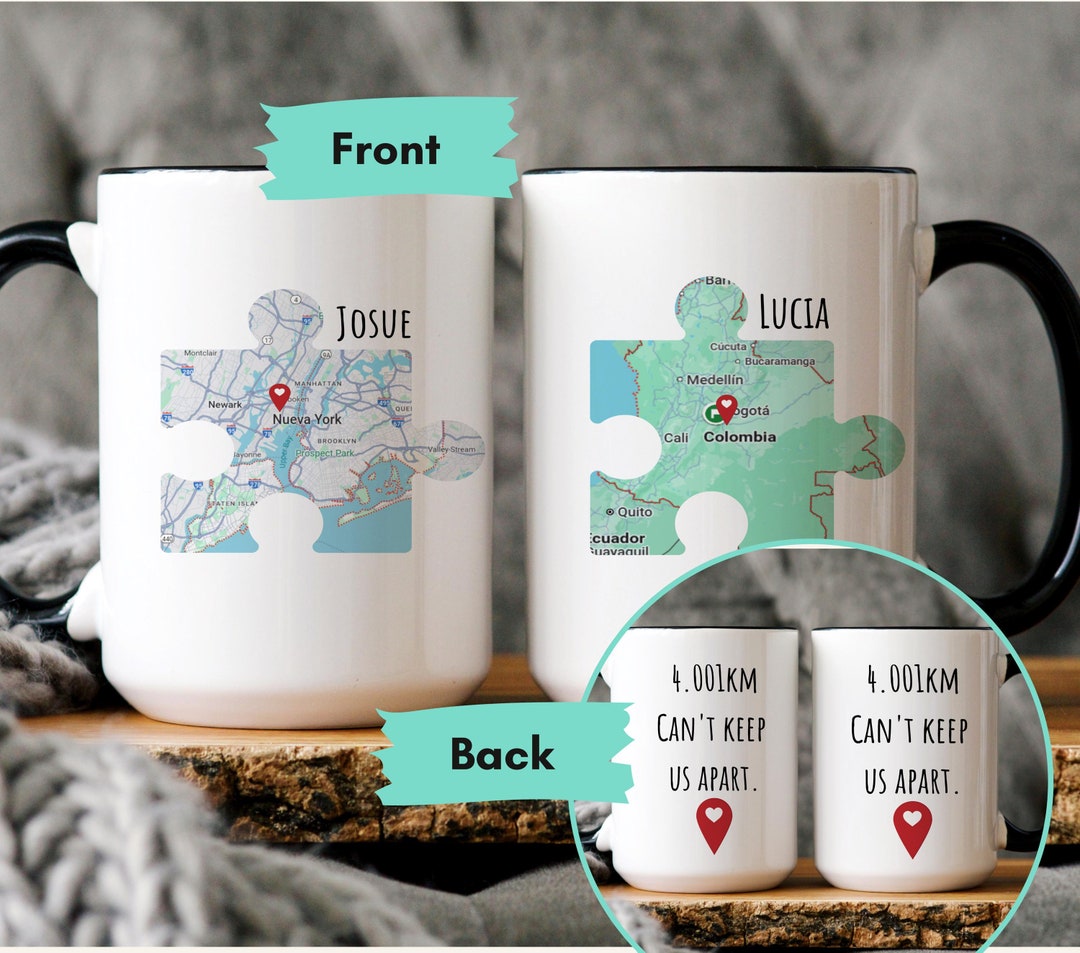 Custom Long Distance Couple Km Cant Keep Us Apart Mug Missing You Gift ...