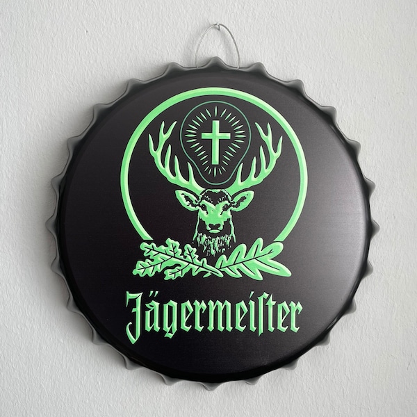 Plaque Bouchon de bouteille en métal (bottle cap) - Jägermeister liqueur Biere - décoration de Bar, Restaurant, Cuisine, cadeau