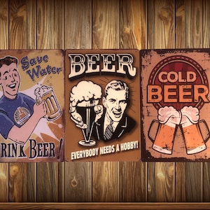 Wandschild aus Metall im Vintage-Stil – Bieraufschrift – Vintage-Dekoration für Bar, Restaurant, Geschenk