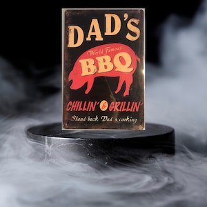 Vintage style metal wall plaque - Dad&#39;s BBQ - Vintage decoration for garage, workshop, DIY, barbecue, dad/father gift