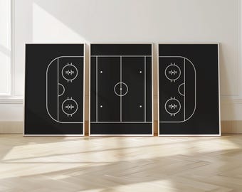 Hockey Rink Wall Art, Set of 3, Boys Room Decor (Digital Download)