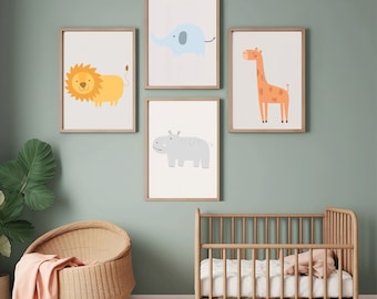 Jungle Animal Nursery Prints, Kids Room Decor (Digital Download)