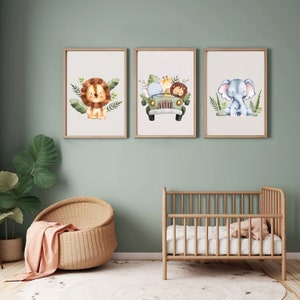 Set of 3 Safari Prints, Nursery Decor, Safari Nursery Art, Playroom wall art, Playroom Decor, Jungle nursery theme, Animal prints