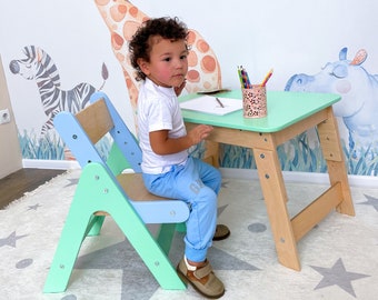 Wooden Table and Chair, Kids Montessori furniture, Kids Table and Chairs set, Baby playroom furniture, Wooden Toddler Activity Table