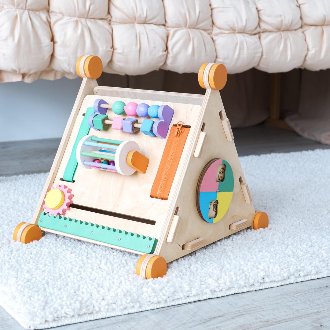 Triangular Toy Customizable Triangular Busy Board - 5-in-1 Activity Center for ...