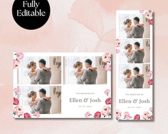 Wedding Photobooth Template Flowers Floral Garden Aesthetic 2x6 Strip 4x6 Overlay Instant download PNG Canva