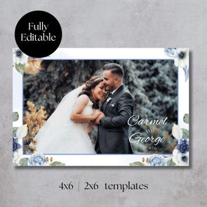 Plantilla de fotomatón de boda con flores, estilo bohemio, minimalista, elegante, 4 x 6, postal, 2 x 6, superposición de tiras, descarga instantánea de fotomatón estético PNG Canva