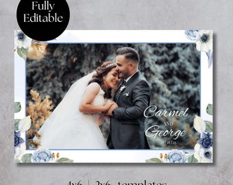 Wedding Photobooth Template Flowers Boho Minimalist Elegant 4x6 Postcard 2x6 Strip Overlay, Aesthetic Photo Booth Instant Download PNG Canva