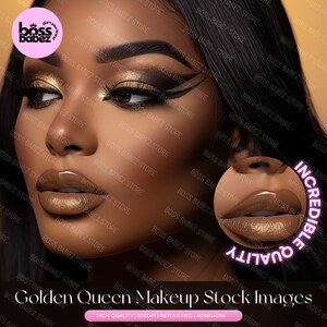 GOLDEN QUEEN BUNDLE  - 15 Stock Image Bundle African American Model, Beauty Stock Photos, Makeup Artist, Makeup Stock Photos, Beauty Stock