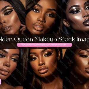 GOLDEN QUEEN BUNDLE  - 15 Stock Image Bundle African American Model, Beauty Stock Photos, Makeup Artist, Makeup Stock Photos, Beauty Stock