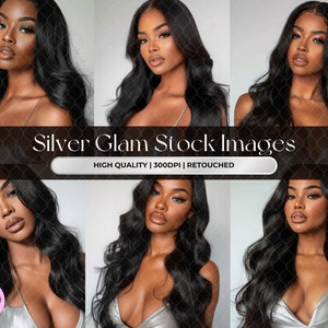 Silver Glam Stock Fotos: African American Model, Beauty & Haare (KI-generiert)