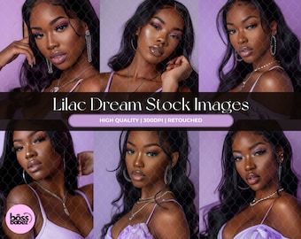 Lilac Dream Beauty Stock Photos: African American Model (Digital Download)