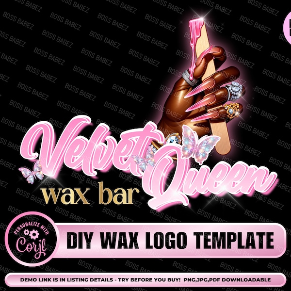 Wax Logo Design, wax Technician Logo, Salon Logo, Beauty Logo, Logo Template, DIY wax logo, editable sugar wax logo