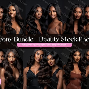 QUEENY BUNDLE  - 15 Stock Image Bundle  African American Model, Beauty Stock Photos, Hair Stock Photos, Wig Stock Photo