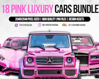 Pink Luxury Car Clipart: PNG Design Elements (2048x2048 px)