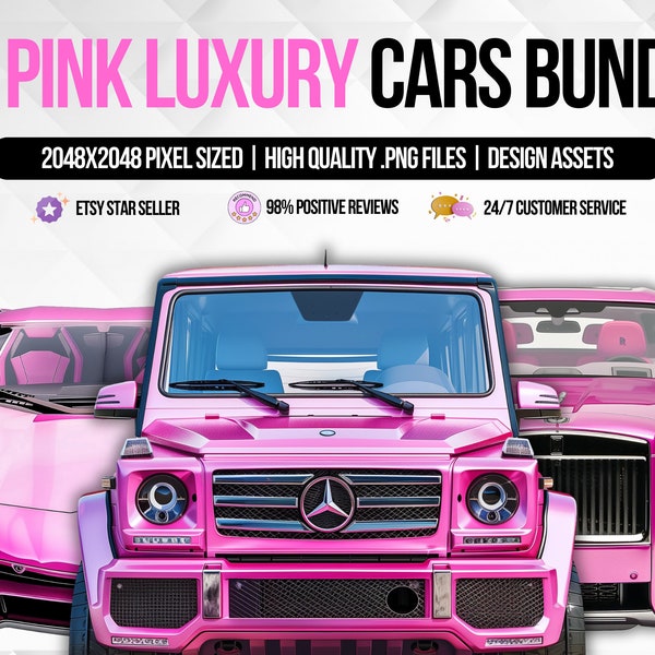 18 Pink Luxury Car Cliparts - High-Quality PNG Images for Design and Creatives, Pink Clip Art, Pink Chrome Clip art, Graphic Design Elements