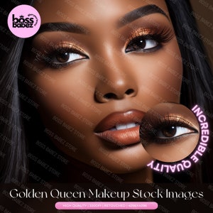GOLDEN QUEEN BUNDLE  - 15 Stock Image Bundle African American Model, Beauty Stock Photos, Makeup Artist, Makeup Stock Photos, Beauty Stock