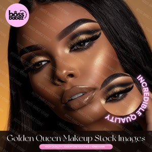 GOLDEN QUEEN BUNDLE  - 15 Stock Image Bundle African American Model, Beauty Stock Photos, Makeup Artist, Makeup Stock Photos, Beauty Stock