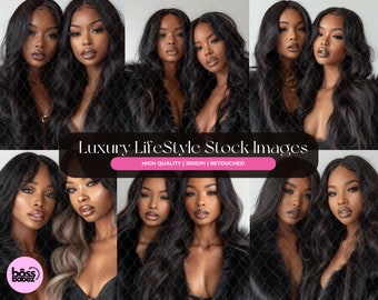 Luxury Beauty Stock Photos: African American Model, Hair & Wig Images (15 Image Bundle)