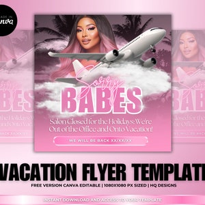 DIY We're On Vacation Template, Business Vacation Flyer, Out Of Office flyer, Business social media marketing flyer, Canva template