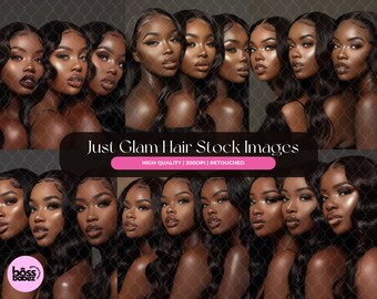 Glam Beauty Stock Photos: African American Model - 15 Image Bundle
