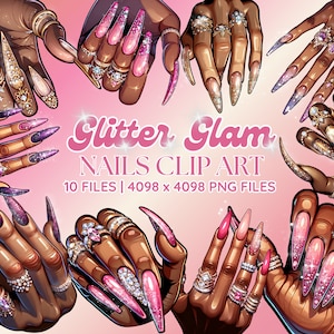 Glam Pink NAIL CLIPART, Nail PNG, Nail Polish ClipArt, Nail Hand ClipArt, Nail Logo, Planner Clipart, gel polish ClipArt, nail polish png