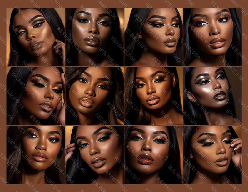 GOLDEN QUEEN BUNDLE  - 15 Stock Image Bundle African American Model, Beauty Stock Photos, Makeup Artist, Makeup Stock Photos, Beauty Stock