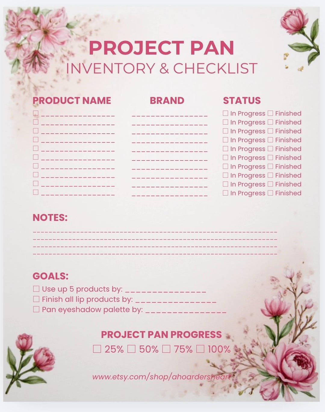 Project Pan Makeup Tracker and Inventory Planner | Beauty Budget ...