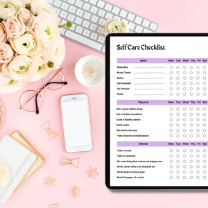 Self Love Checklist, Self Care Printable, Self Love Planner, Self Love Journal, Self Care Planner, Wellness Planner Printable