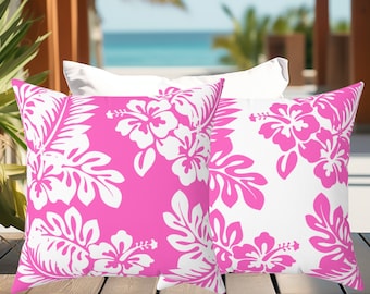 Hibiscus Flower Throw Pillow Home Décor,  Pink Tropical Decorative Home Décor