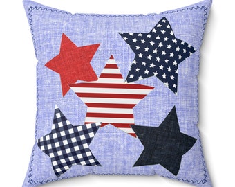 Americana Stars Throw Pillow Red White Blue Home Decor