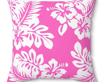Cojín decorativo con diseño de flor de hibisco para el hogar, decoración tropical rosa para el hogar