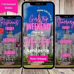 New Orleans Birthday Weekend Trip Planner, Girls Trip, Girls Weekend, Bachelorette Party, Travel Itinerary, New Orleans Weekend, NOLA Invite