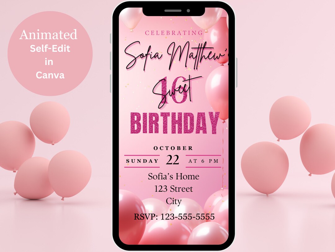 Pink Roses Sweet 16 Birthday Invitation Sweet 16 Birthday Etsy