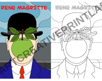 René Magritte Art Activity for Kids | One Line Portrait Printable | Surrealism Coloring Page | Famous Artists Classroom Worksheet PDF