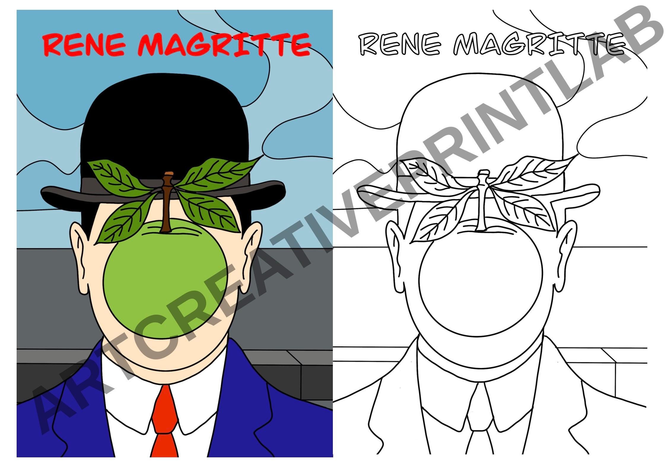 René Magritte Art Activity for Kids | One Line Portrait Printable ...