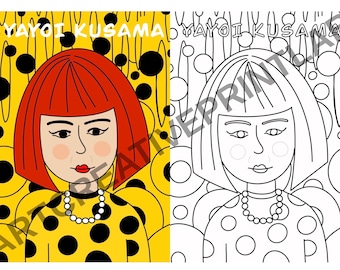 Yayoi Kusama Art Activity for Kids | One Line Portrait Printable | Famous Artists Coloring Page | Classroom Art Worksheet PDF