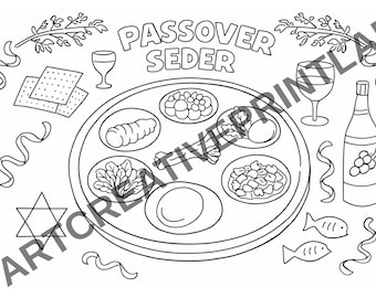 Passover Kids Placemat Printable Set of 4 | Pesach Activity Sheets | Seder Table Coloring Pages | Jewish Holiday PDF Download