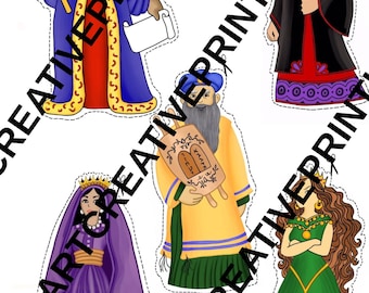 Purim  – 5 Characters Cut & Paste Printable Activity for Kids